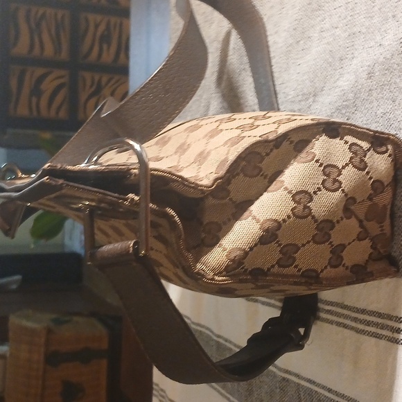 Authentic Gucci Eclipse Shoulder Crossbody Bag GG Canvas Leather Brown - Picture 4 of 16